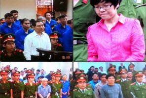 Trang phục của bị cáo ra tòa xanh đỏ khác nhau